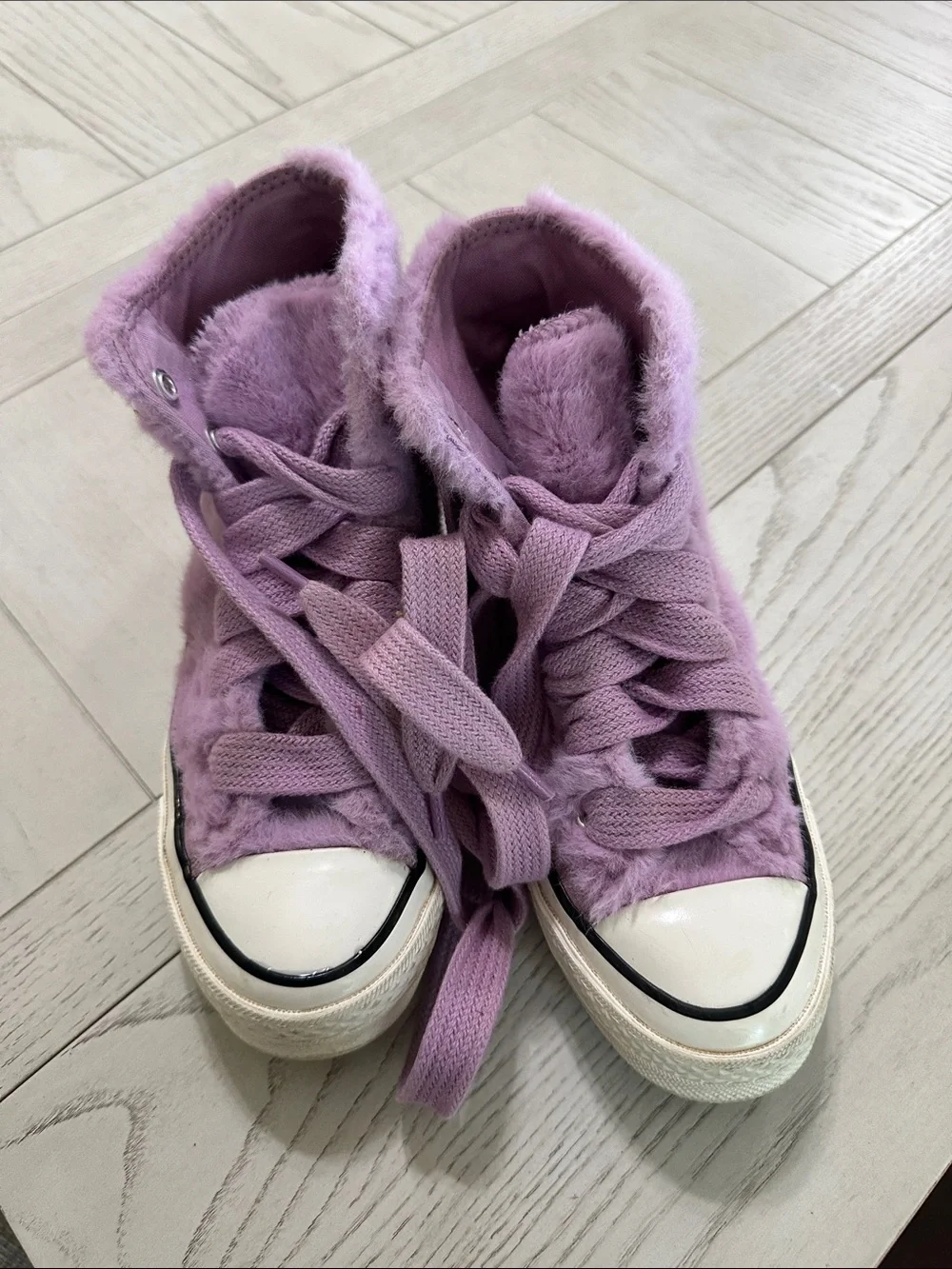 Converse Chuck 70 Amethyst Purple Faux Fur High-Top Sneakers size 4 (GIRLS)